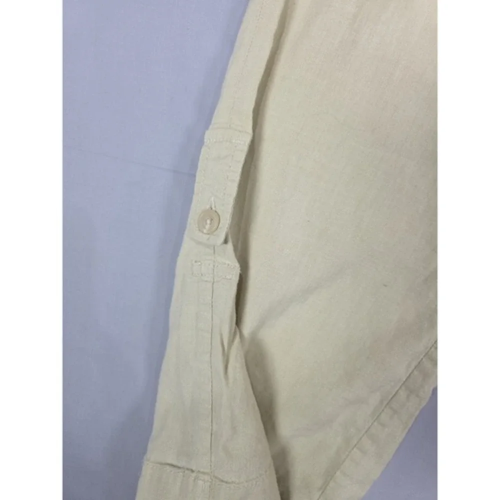 Banana Republic Pants 4 Beige Linen Blend Turkey Roll Up Vintage 2003‎ Y2K Cargo